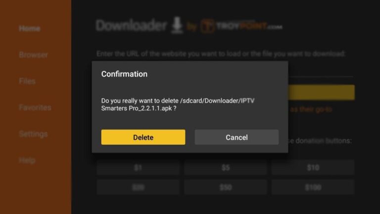 Firestick Delete IPTV app